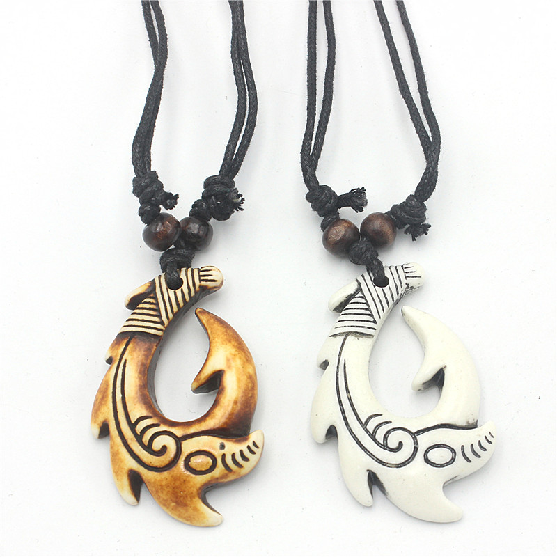 Resin Art Necklace - Maori Fish Hook Necklace - Resin