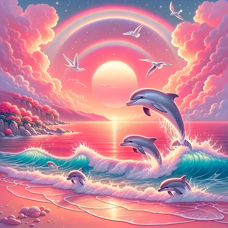 Resin Art For Beginners - Diamond painting kit, pink sky and