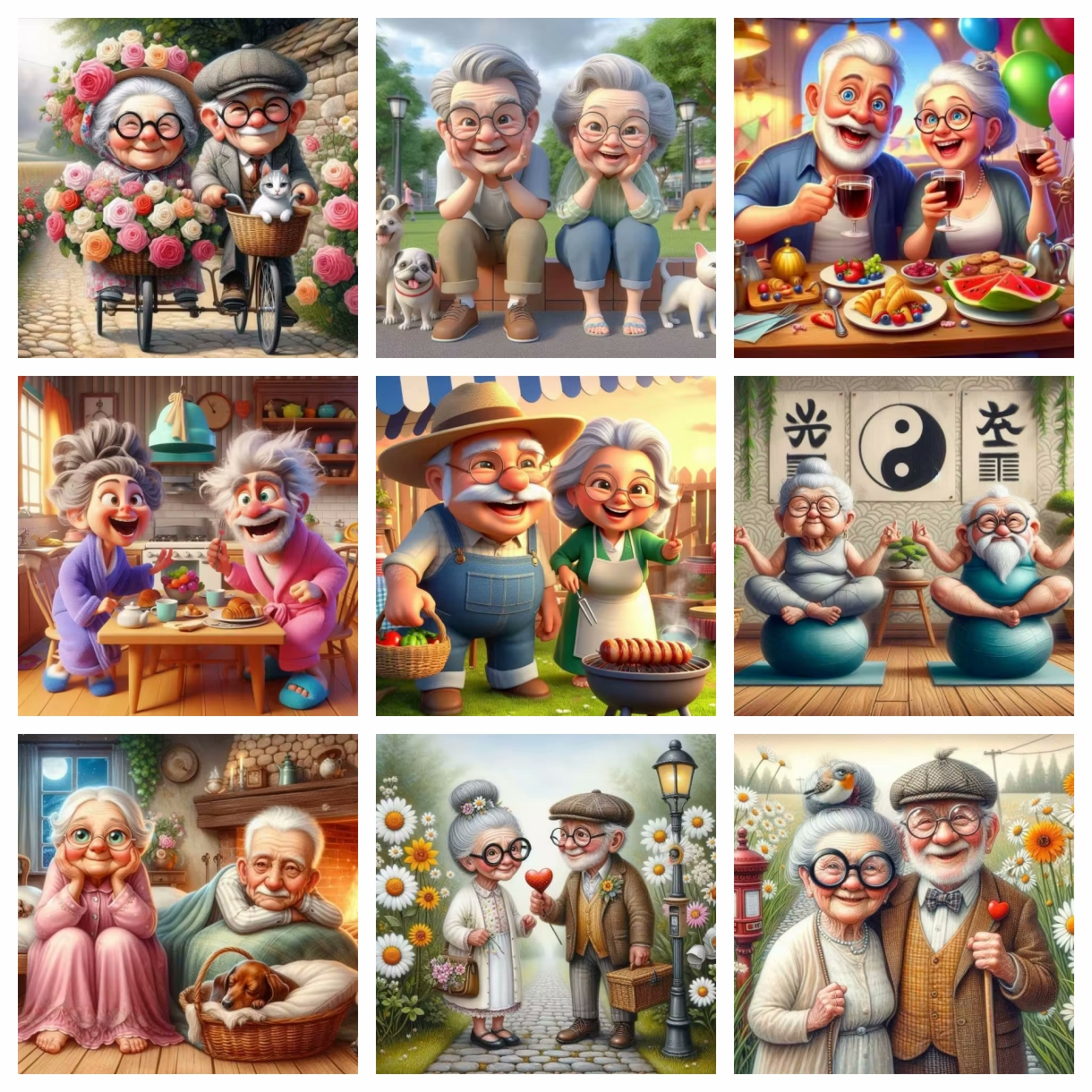 Resin Art For Beginners - Cartoon Happy Old Couple 5D Full