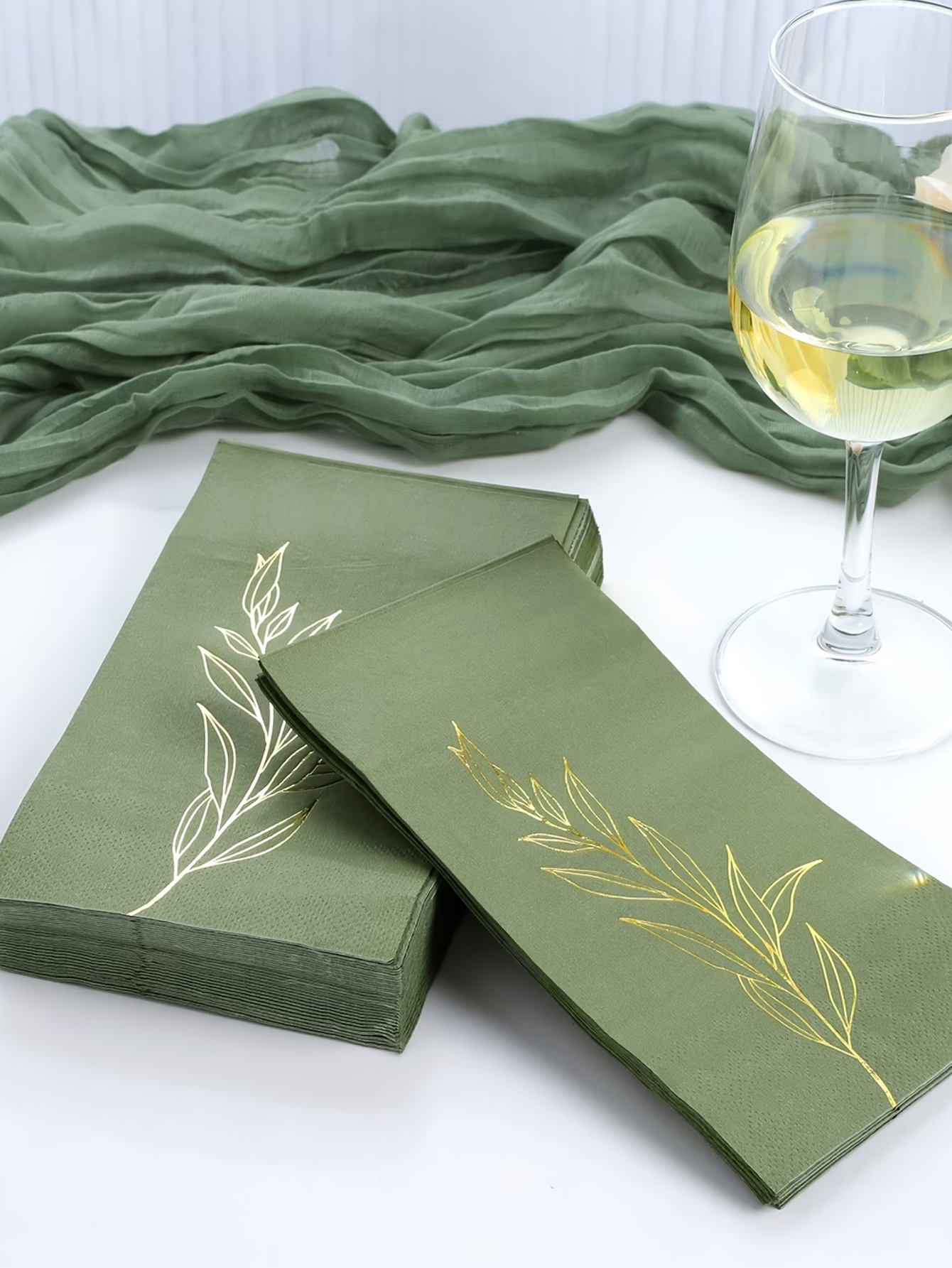 Gold Leaf Foil - Green Gold Foil Leaves Disposable Dinner