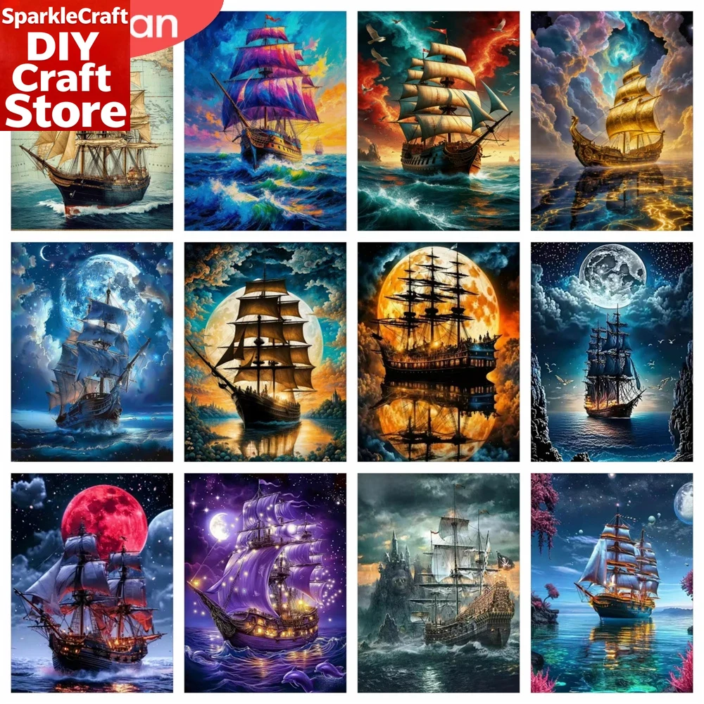 Resin Art On Wall - unframe Diamond Painting Novelties 2026 Sailboat