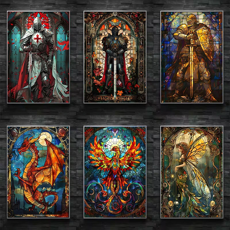 Resin Art On Wall - Fantasy Stained Glass Poster Print Golden