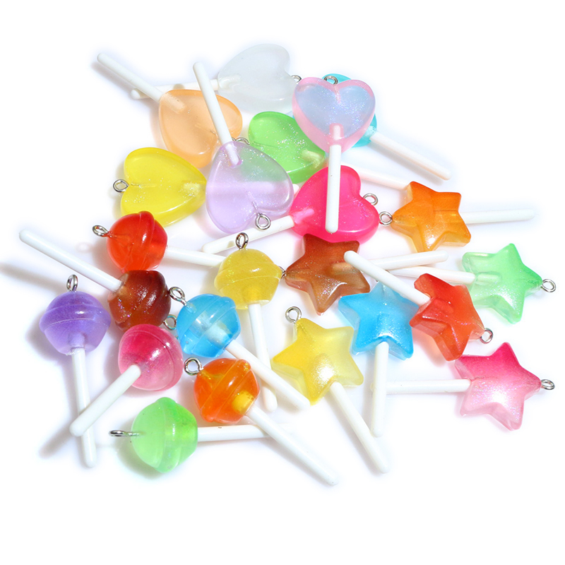 Resin Art Box - 10pcs Resin Pendants Shiny Round Star