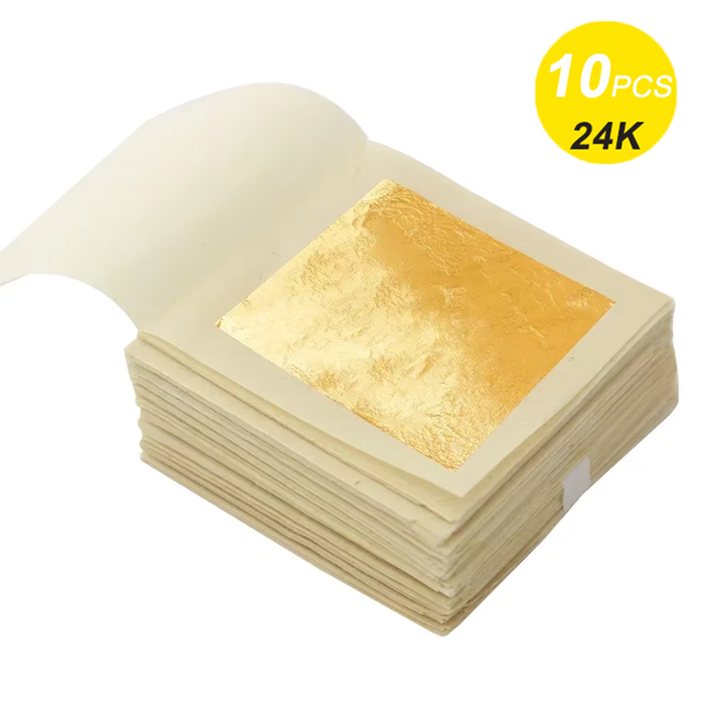 Gold Leaf Foil - 10Pcs 24 k Genuine Gold Foil