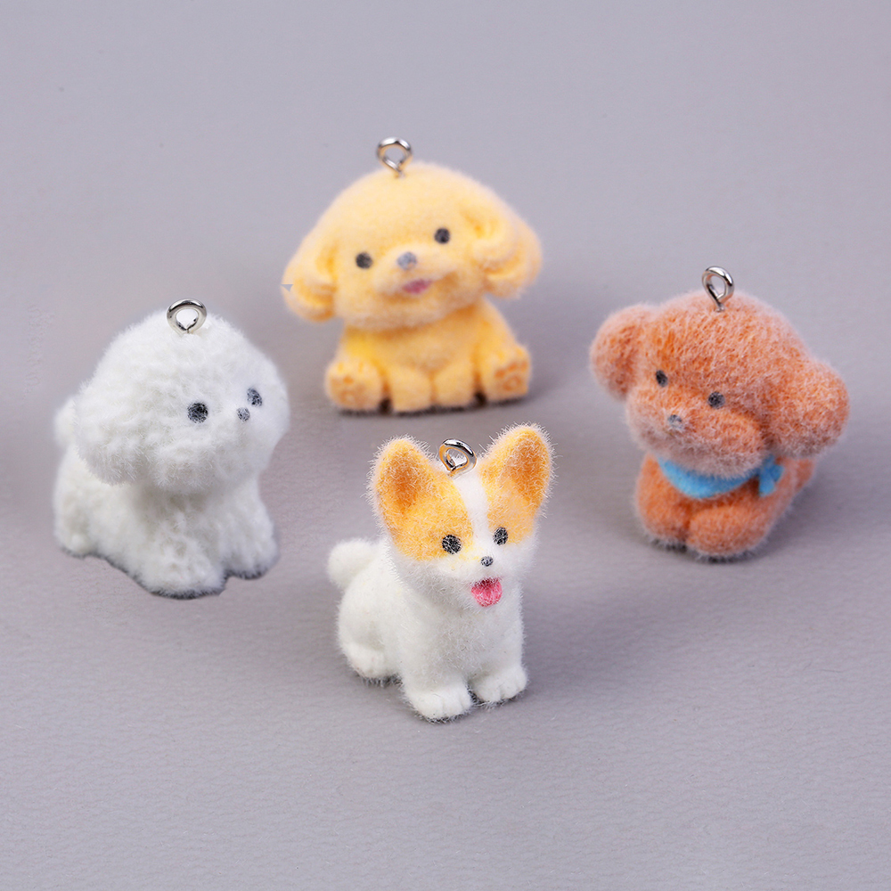 Resin Art Box - 10pcs Flocking Puppy Dog Resin Charms