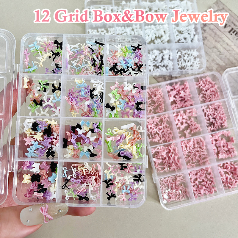 Resin Art Decor - 12 Grids Colorful Bowknot Set Resin