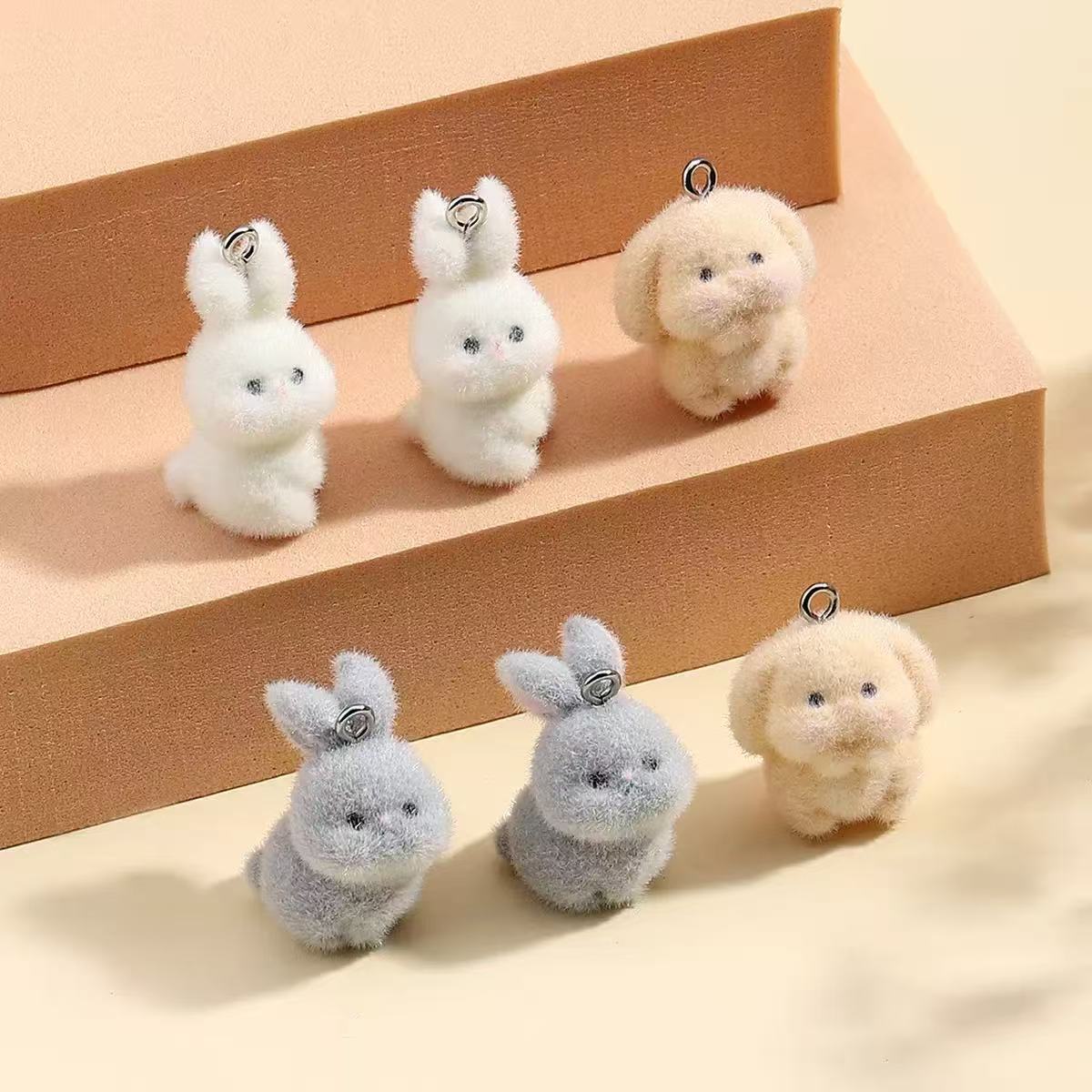 Resin Art Box - 10pcs Flocking Little Rabbit Resin Charms