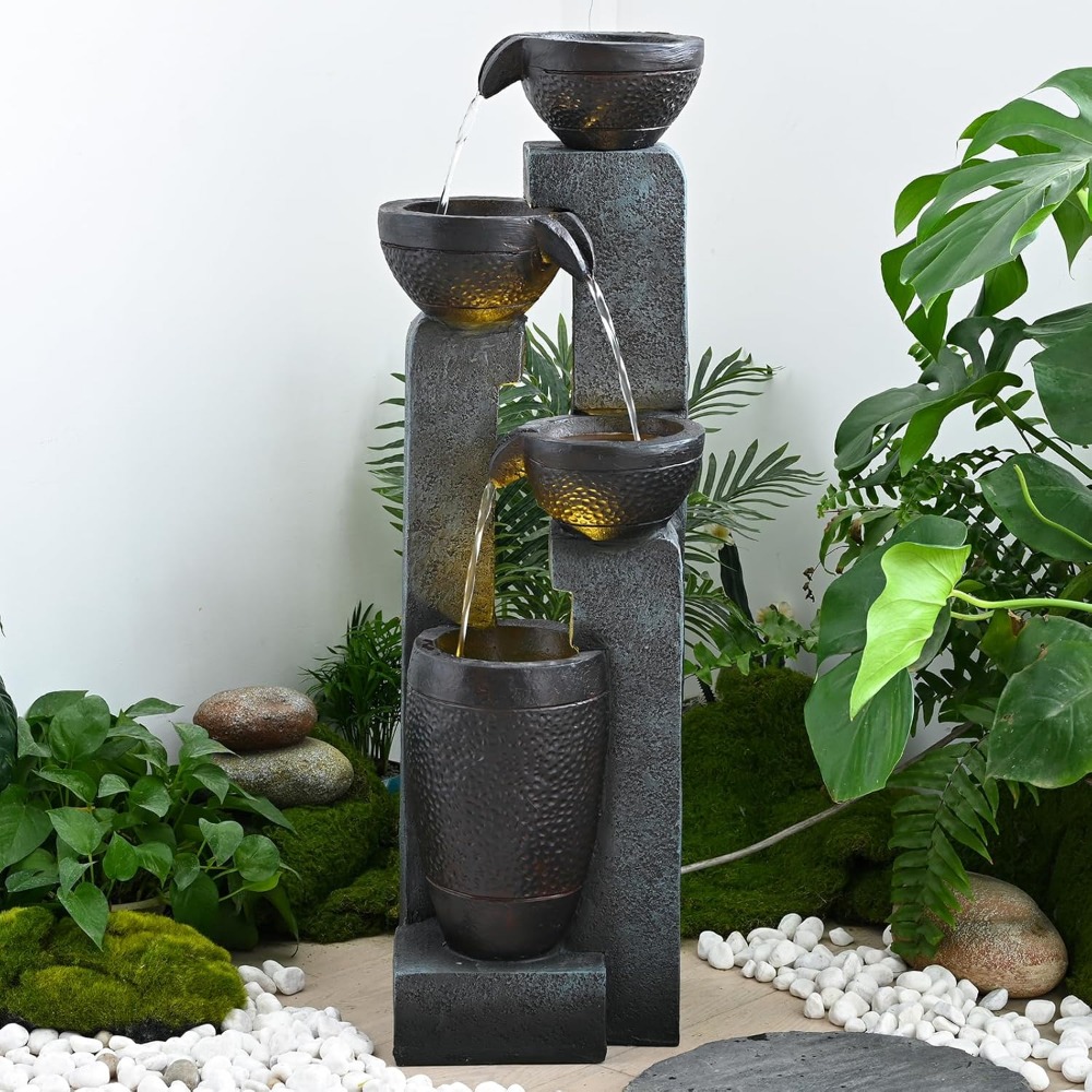 Resin Art Decor - 40''H 4-Tier Outdoor Garden Water Fountain