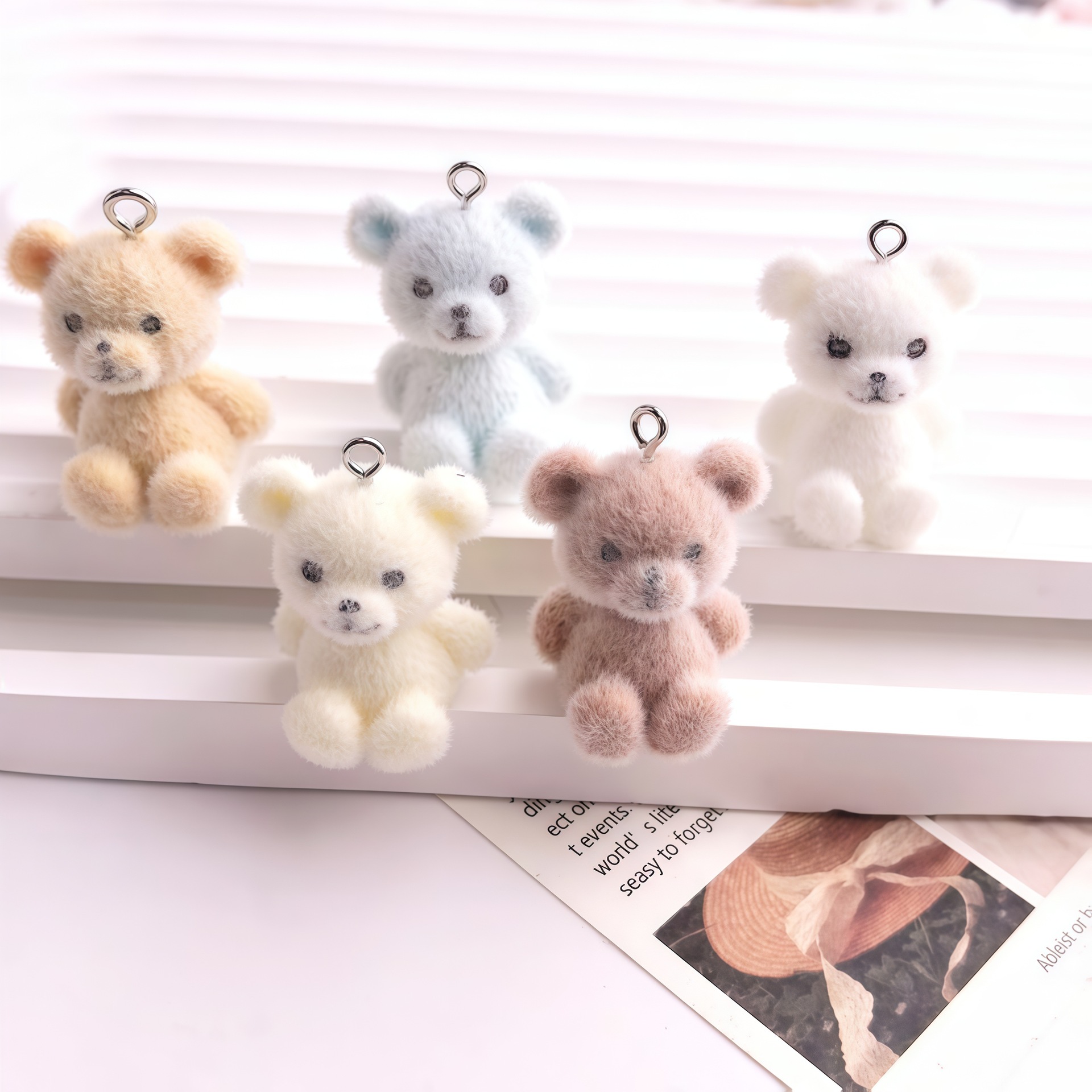 5pcs 3D Flocked Bear Resin Cha - огляд і ціна Resin Art Box