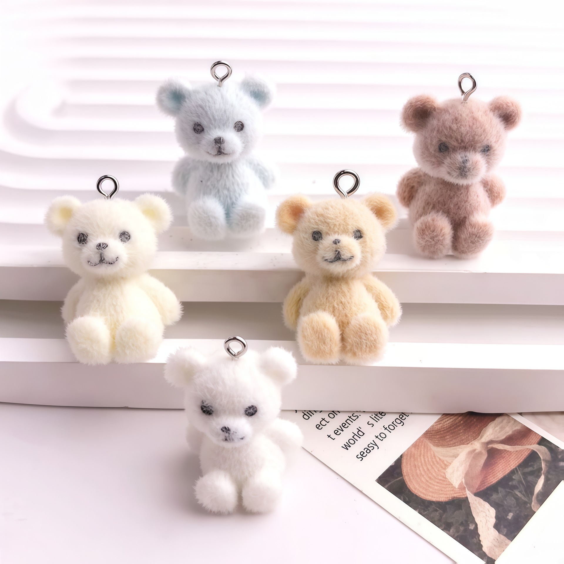 5pcs 3D Flocked Bear Resin Cha - огляд і ціна Resin Art Box
