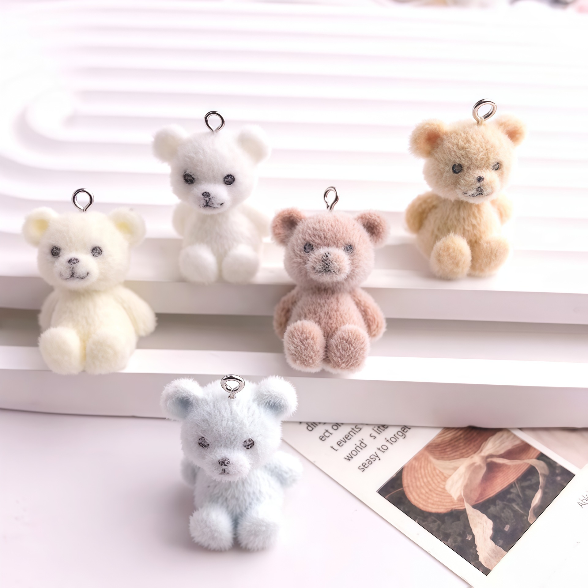5pcs 3D Flocked Bear Resin Cha - огляд і ціна Resin Art Box