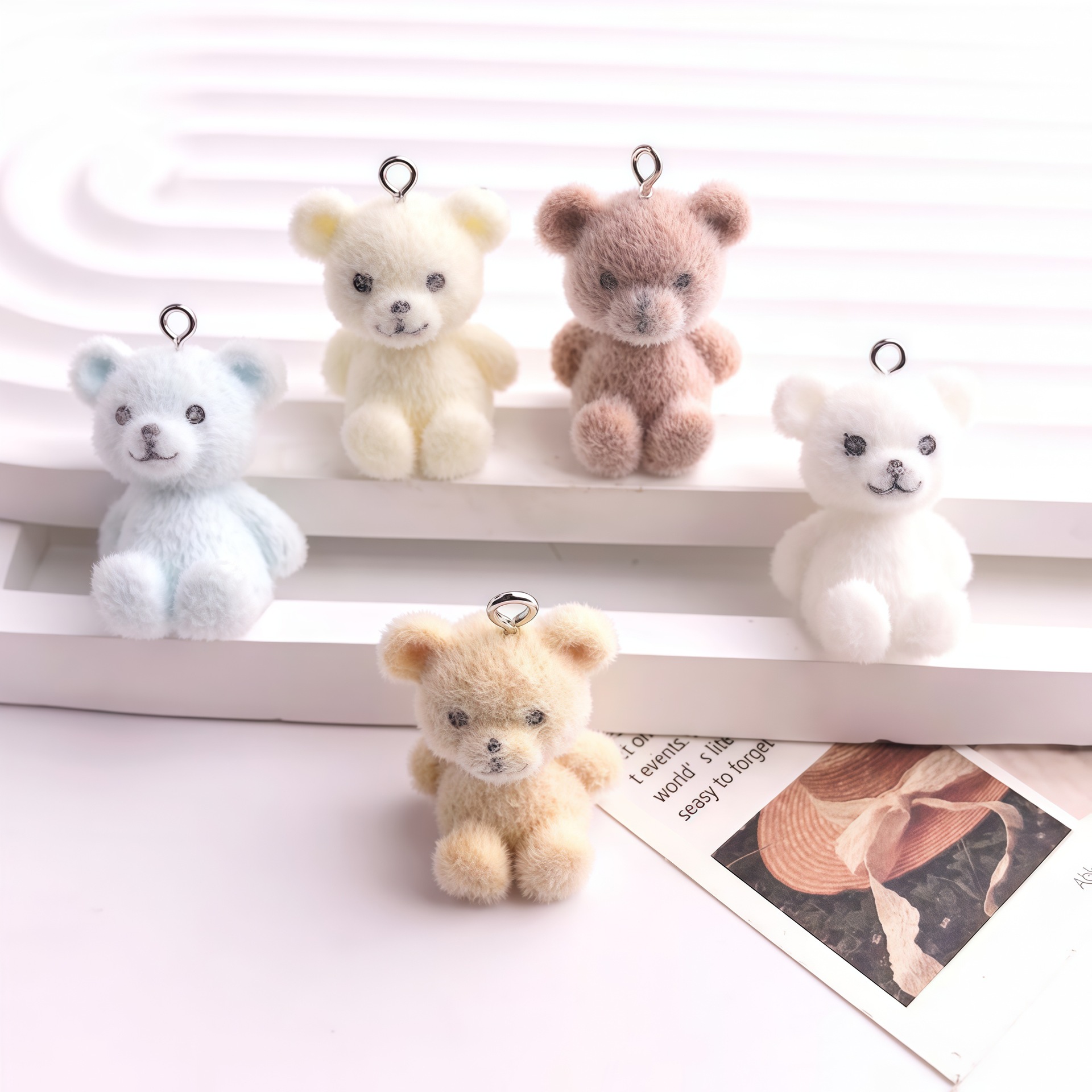 5pcs 3D Flocked Bear Resin Cha - огляд і ціна Resin Art Box