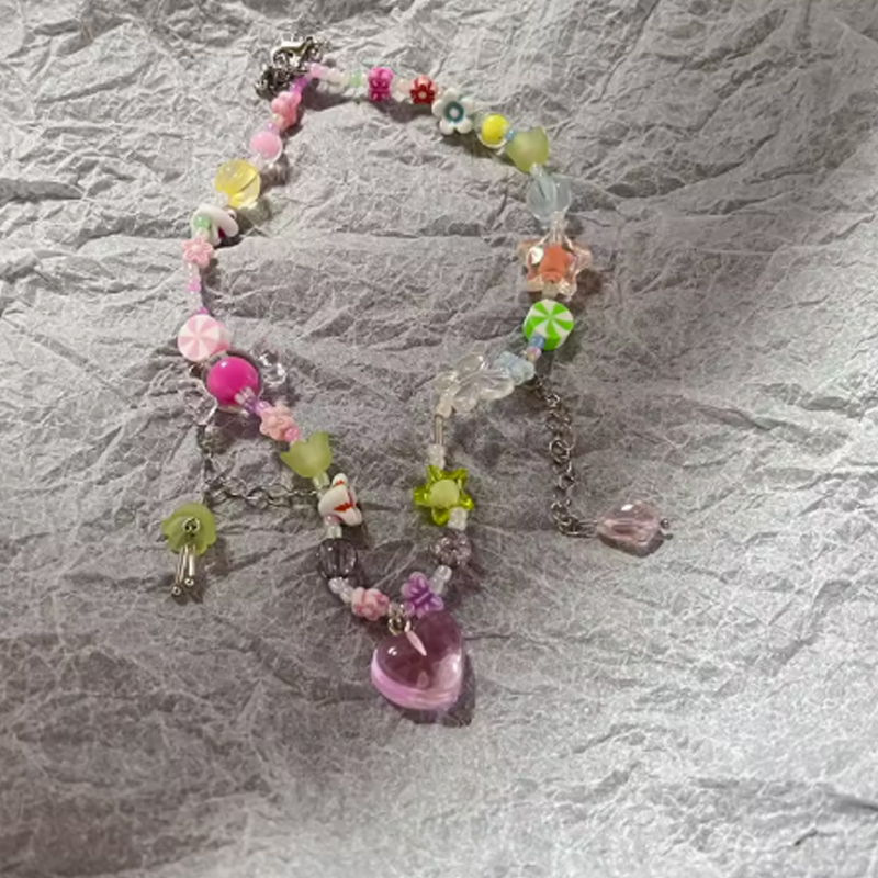 Y2K Colorful Beaded Fish Flowe - огляд і ціна Resin Art Necklace