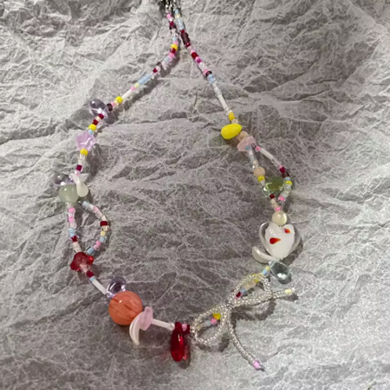 Y2K Colorful Beaded Fish Flowe - огляд і ціна Resin Art Necklace