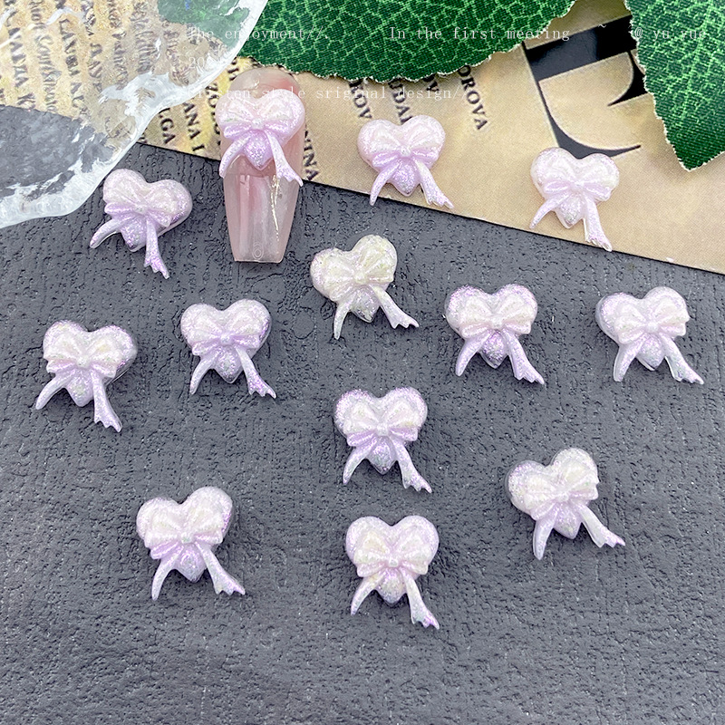 10MM 50PCS Heart-Shaped Bow So - огляд і ціна Resin Art Earrings Material