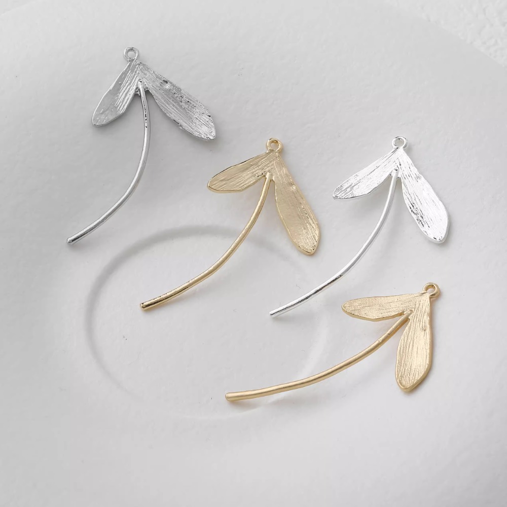 4PCS Dainty Long Leaf Charm Ea - огляд і ціна Gold Leaf Foil