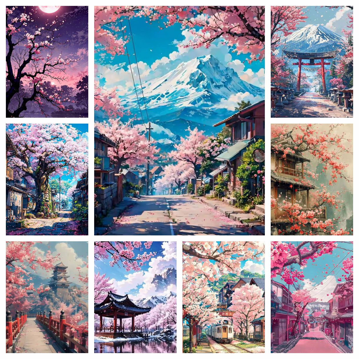 1PC frameless Japanese Cherry  - огляд і ціна Resin Art Sticker