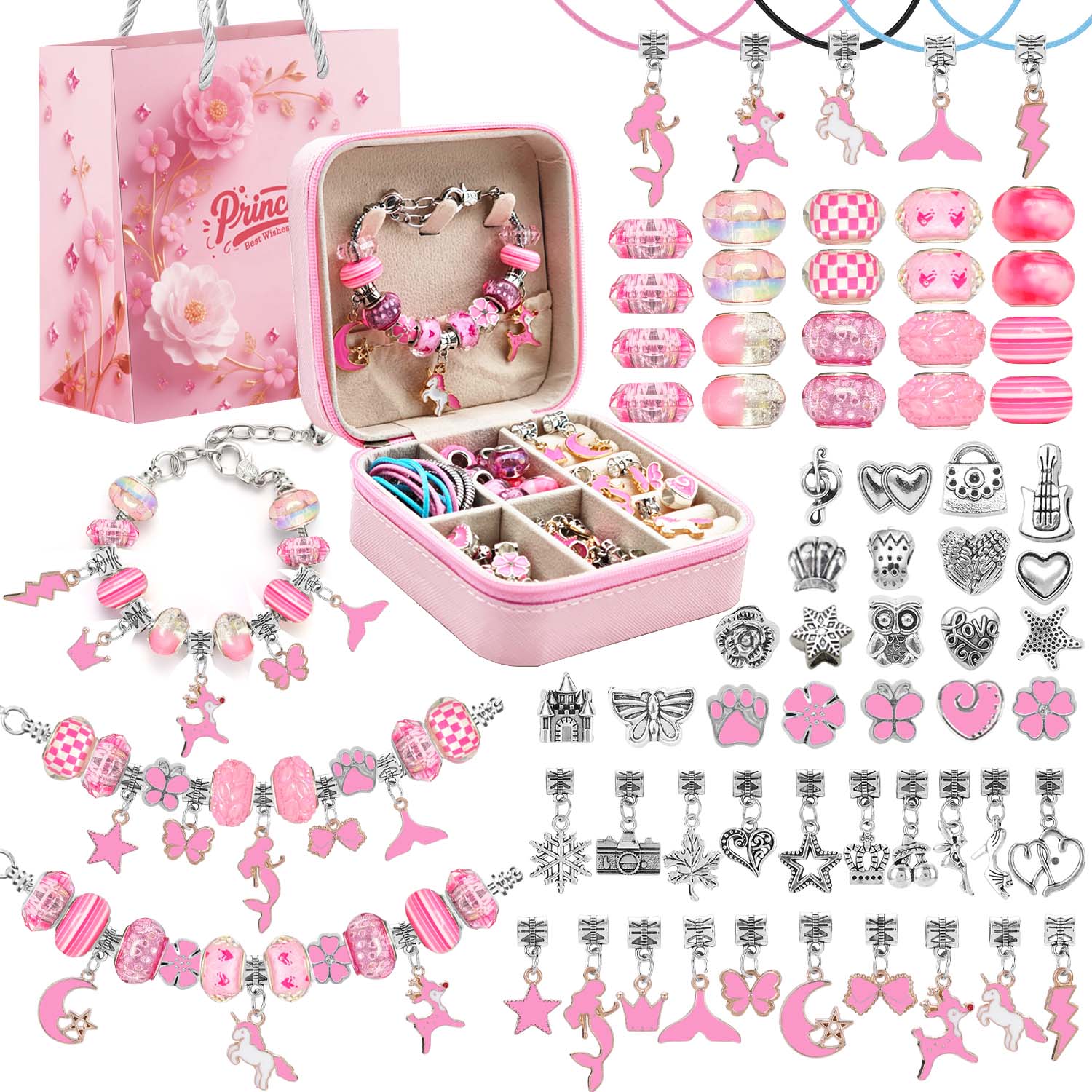 68pcs pink beaded jewelry set, - огляд і ціна Resin Art Box