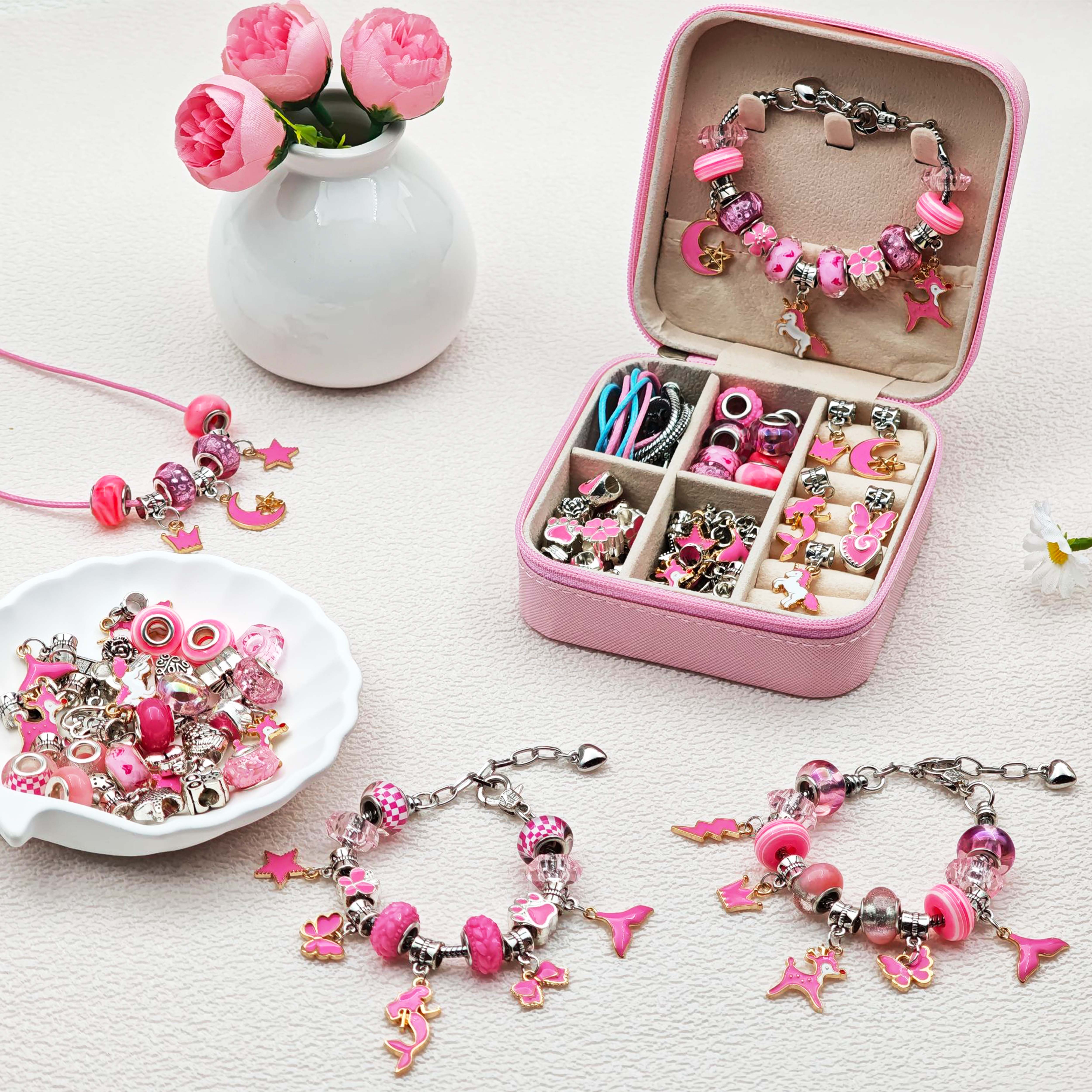 68pcs pink beaded jewelry set, - огляд і ціна Resin Art Box