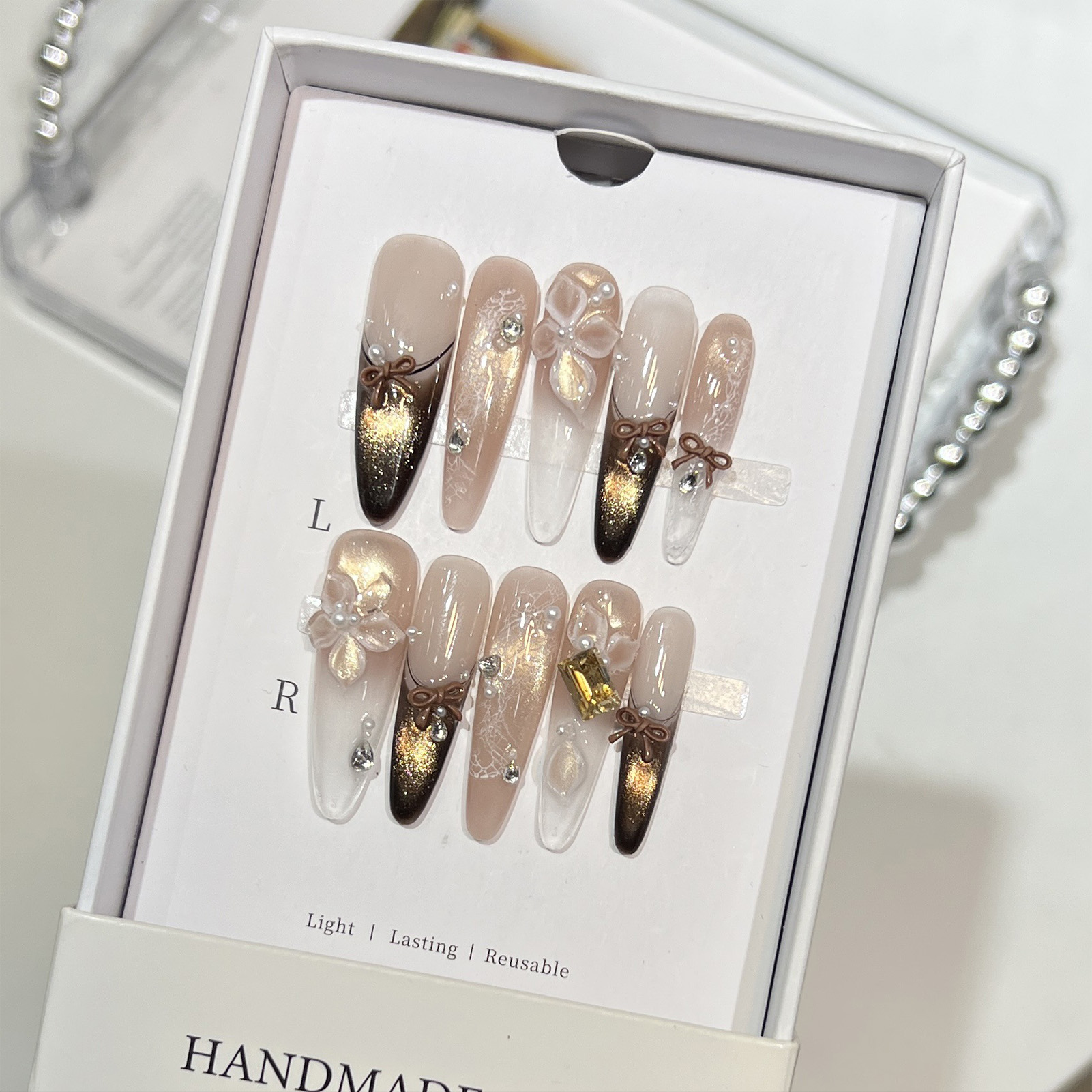 10pcs Cat Eye Print French Nai - огляд і ціна Resin Art Design For Wedding