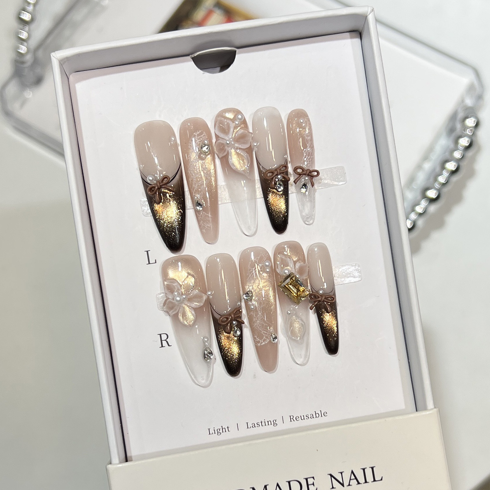 10pcs Cat Eye Print French Nai - огляд і ціна Resin Art Design For Wedding